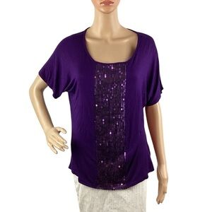 Alyx Purple Sequin Top Size S Short Sleeve